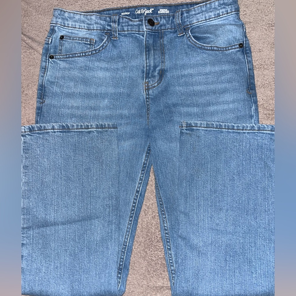 Cat & Jack Youth Boys Bootcut Stretch Jeans - 16 - Light Blue Wash